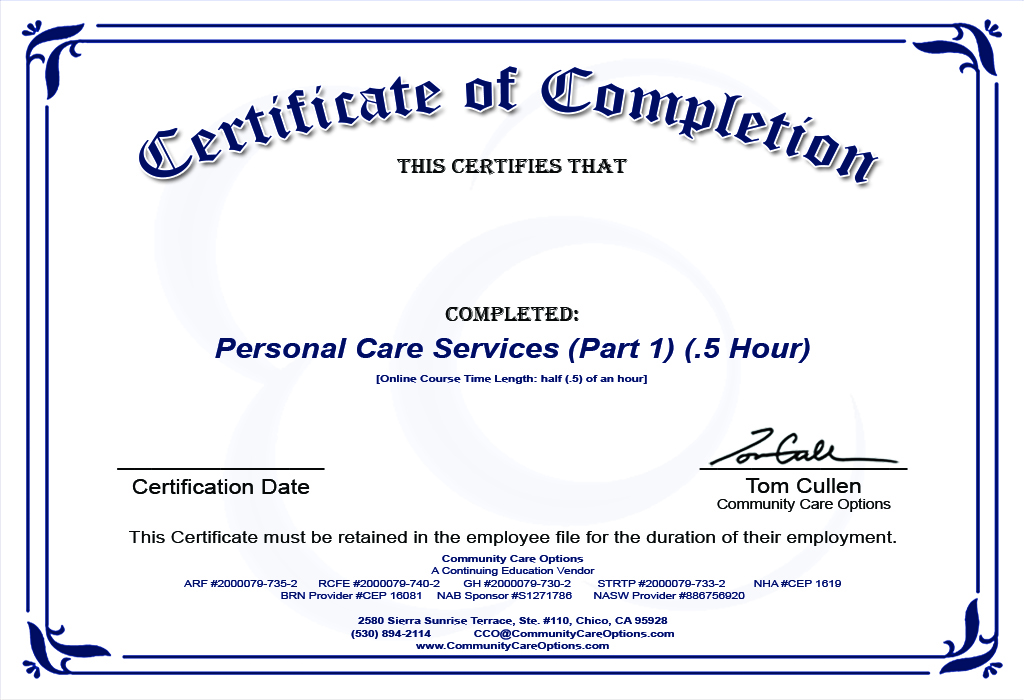 CCO Online Training INITIAL Personal Care Services (Part 1)